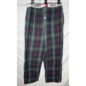 Tommy Hilfiger Leisure Pants Spell Out Waistband Plaid All Cotton Size Large Y2K